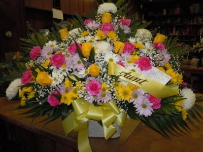 Yellow and Pink Mix (TB 13) Funeral Basket