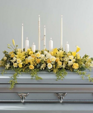 Yellow and White Casket Funeral in Abbotsford, BC | FUNERAL FLOWERS ABBOTSFORD Yellow and White Casket Funeral in Abbotsford, BC | FUNERAL FLOWERS ABBOTSFORD