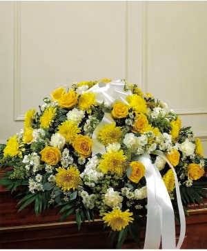 Yellow and White Casket Spray 