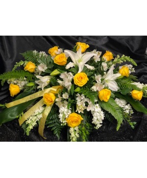 Yellow and White Casket Spray Sympathy
