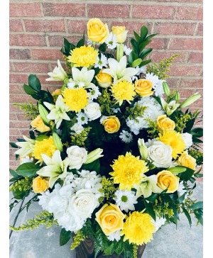 Yellow and White Cremation Wreath 