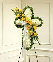 YELLOW AND WHITE CROSS FUNERAL CROSS WAS $199.00/NOW 150.00