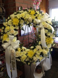 Yellow and White Open Wreath Easel 