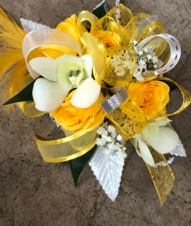 Yellow and white prom