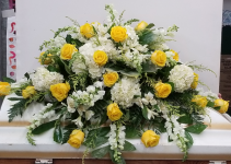 Yellow and White Rememberance Casket Spray