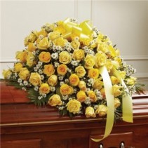 Yellow and White Rose Half Casket Cover  
