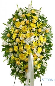 Yellow and White Standing Spray Funeral Spray