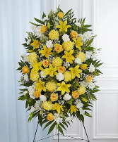Yellow and White Sympathy Standing Spray 
