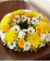 Yellow and White Urn Wreath 