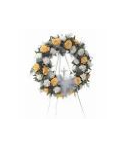 Yellow and White Wreath Standing Spray