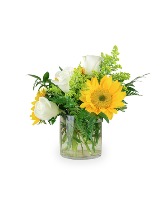 yellow arrangement yellow vase