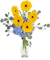 Yellow Blues Floral Arrangement in Ligonier, Indiana | Countryscapes Floral and Nursery