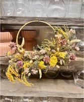 Yellow & blush wreath on hoop 