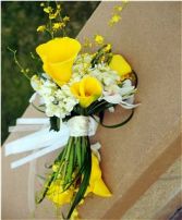 Yellow Callas & Orchids Handtied Bouquet  (Todd Rundstrom - Image Factory Photography) 