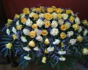 Peaceful Yellow and White Casket Spray in Benbrook, TX | BENBROOK FLORAL LLC. Peaceful Yellow and White Casket Spray in Benbrook, TX | BENBROOK FLORAL LLC.