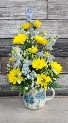 Yellow daisy delphinium  Mug arrangement 