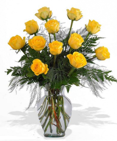 Yellow Dozen Rose Arrangement Roses