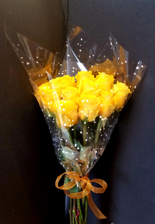 YELLOW DOZEN ROSES Wrapped