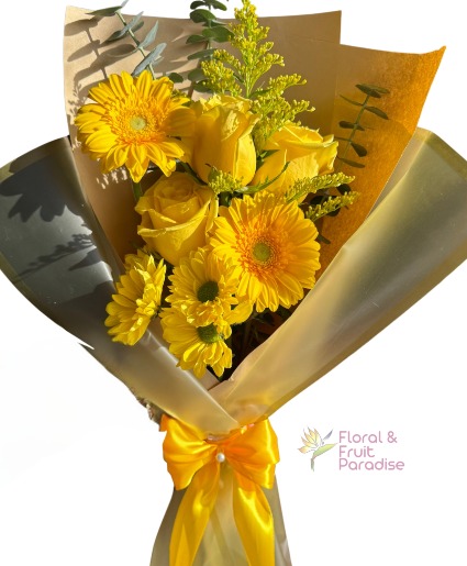 Yellow Flowers Welcome Spring Wrap Arrangement