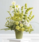 Yellow Garden flower design Sympathy flower arrangement