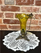 Yellow Glass Dragonfly Tulip Lamp 