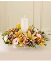 Yellow Lilies Candle Center Piece  