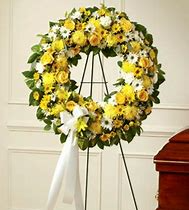 yellow open wreath  funeral