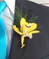 Yellow Orchid Boutonniere