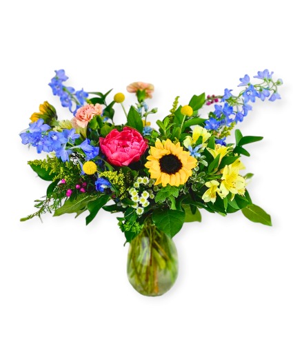 Yellow, Pink, and Blue - Medium Vased Arrangement