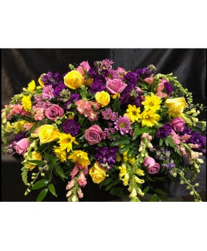 Yellow, Pinks and Purples Casket Spray Sympathy