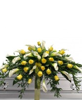 Yellow Rose and Calla Lily  Casket Spray