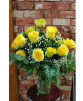 Yellow Rose Arrangement Vase Arrangement