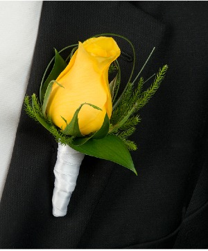 Yellow rose boutonniere  
