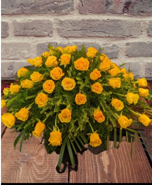 Sympathy funeral Yellow rose casket cover 