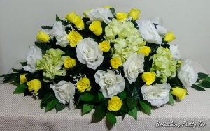 Yellow Rose Mix Artificial Flower Casket Cover