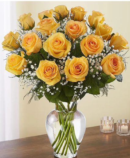 Yellow Rose Vase Arrangment