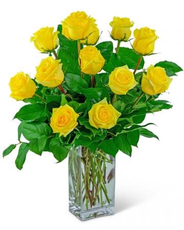 Yellow Roses (12) Flower Arrangement in Nevada, IA | Flower Bed
