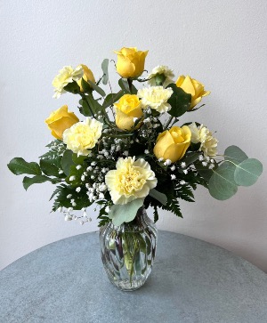 Yellow Roses and Carnations 
