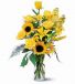 Yellow Roses and Sunflowers Vase Arrangement