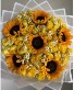 Yellow roses and sunflowers wrapped bouquet  Any occasion 