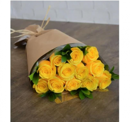 Yellow Roses in Kraft Paper Roses, Wrapped