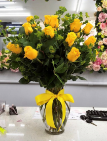 Yellow Roses In Vase 