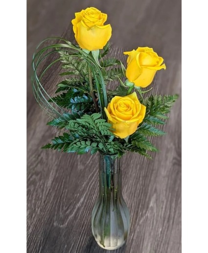 Yellow Roses Trio Bud Vase