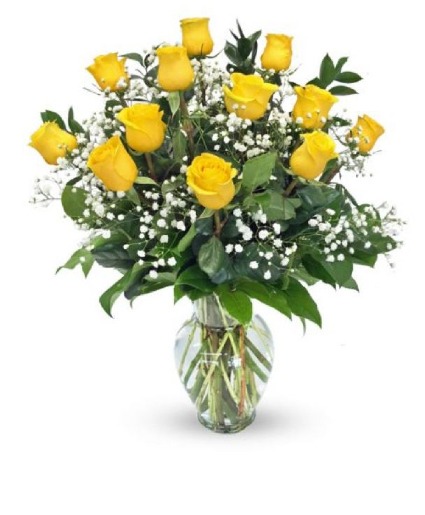 Yellow Roses  with Baby's Breath 