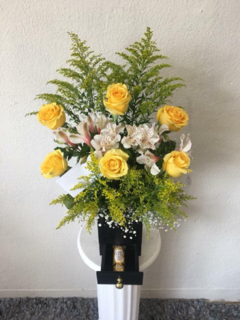Yellow Roses with Ferrero Box with drawer