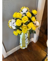 Yellow silk cross standing spray  