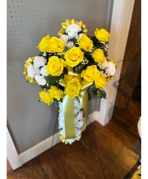 Yellow silk cross standing spray  