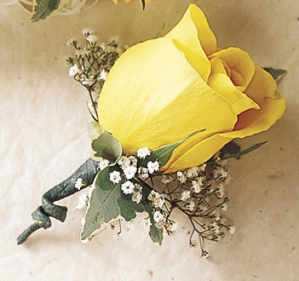 Yellow Single Rose Boutonniere