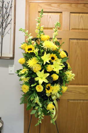 Yellow Standing Spray Fresh Floral Easel