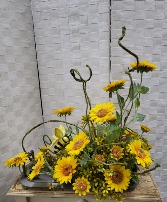 Yellow Sunflower centerpiece w/bees Centerpiece 